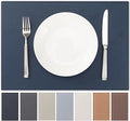 Faux Leather Placemats Set of 6 Vinyl Washable Wipeable Table Mats for Kitchen Dining Table Heat Resistant Waterproof Modern Indoor/Outdoor Placemats Non-Slip Easy Clean Place Mats (Navy Blue)