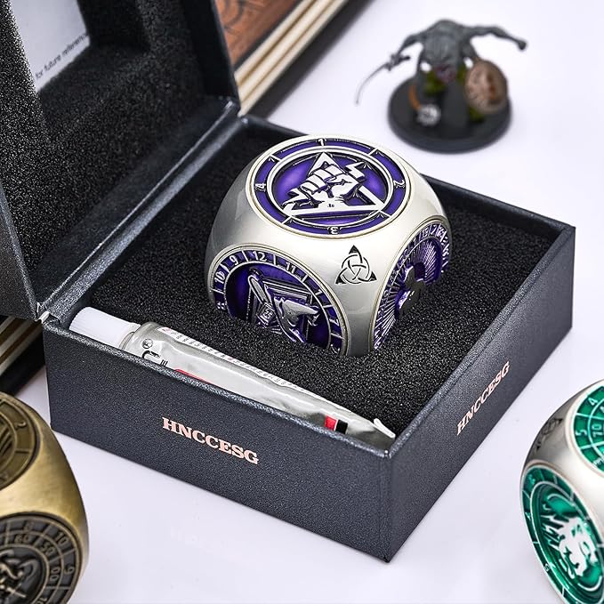 7-in-1 Spinner DND Dice Set,Metal Polyhedral Dice Set Gift for Dungeon Masters & Players (Matte Purple)