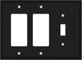 Henne Bery Modern Edge Decorative Wall Plate Switch Plate Outlet Cover, Durable Solid Zinc Alloy (Single Toggle/Double Decorator, Matte Black)