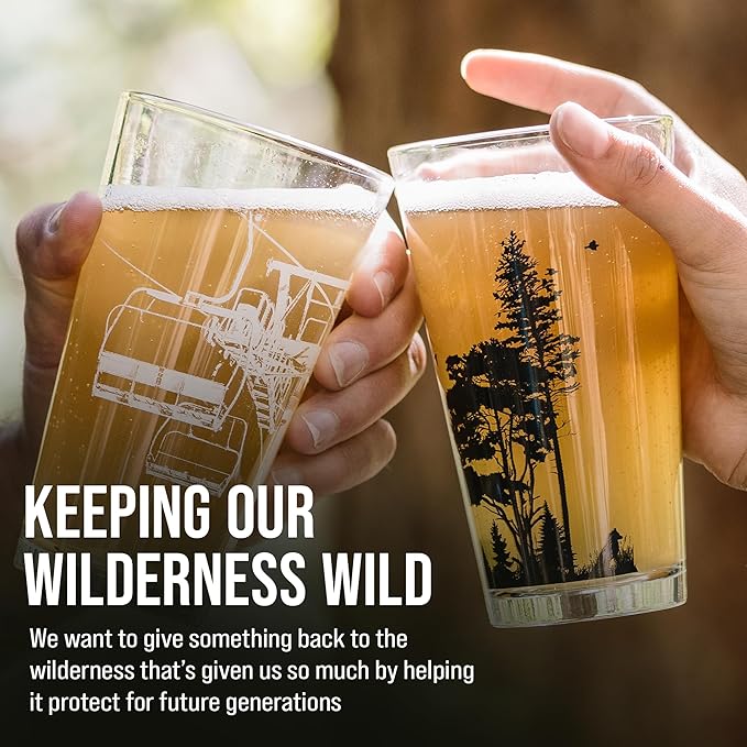 Black Lantern Pint Glasses Forest Animal Landscape Pint Glasses Set - 2 16oz. Beer Glasses