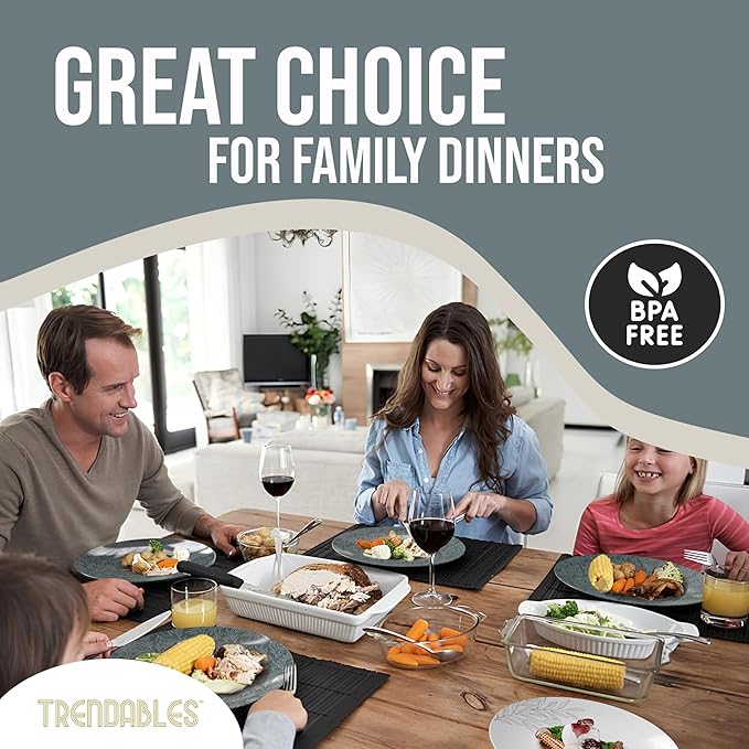 Trendables Disposable Dinnerware Decorative Plates Plastic Disposable Plates Set For 20 Guests 20 x 8 Inch Dessert Plate & 20 x 10 Inch Wedding Party Plate Set Aleh