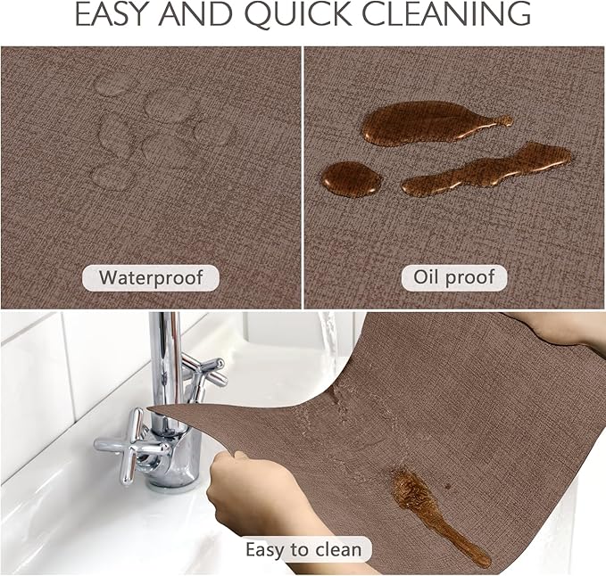 Faux Leather Placemats Set of 8 Washable PU Table mats for Kitchen Table - Heat Resistant, Waterproof, Easy Clean, Anti Slip 11.8" x 17" (Dark Brown-8 Pack)