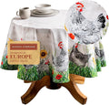 Maison d' Hermine Table Cloth Round Table 100% Cotton 69 Round Inches Tablecloth Reusable Decorative for Dining Room Farmhouse Home Valentines Day Decorations Spring Summer - Basse Cour