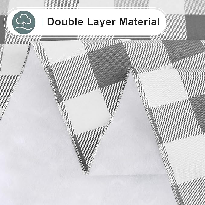 misaya Rectangle Waterproof Vinyl Table Cloth, Buffalo Flannel Backed Tablecloth, Wipeable Plastic Table Cover for Dinner, Kitchen, Outdoor (54" x 78", Grey and White)