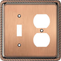 Henne Bery Rope Edge Decorative Wall Plate Switch Plate Outlet Cover (Toggle/Duplex, Antique Copper)