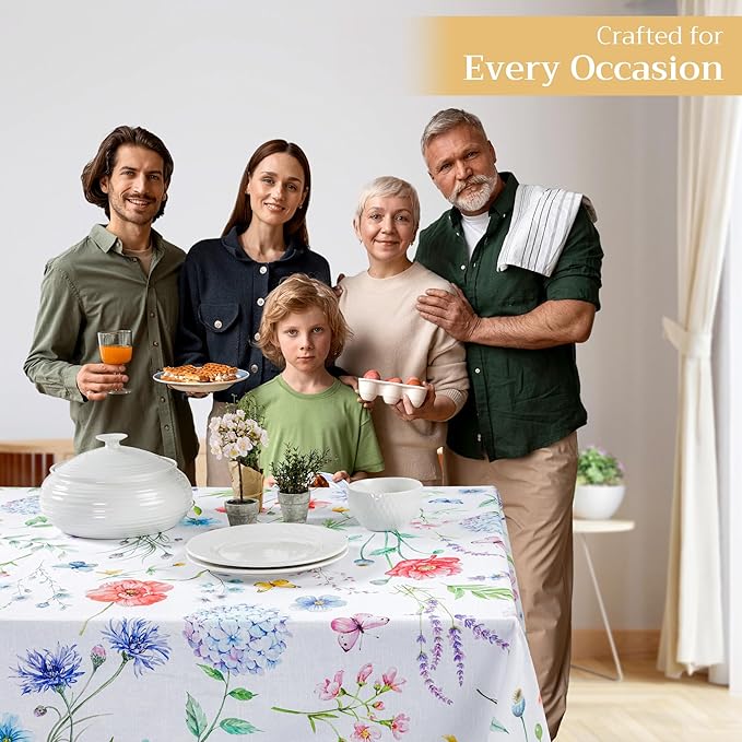 Maison d' Hermine Table Cloth Rectangle Table 100% Cotton 70 x 108 Inches Tablecloth Reusable Decorative for Dining Room Farmhouse Home Valentines Day Decorations Spring Summer - Just Floral