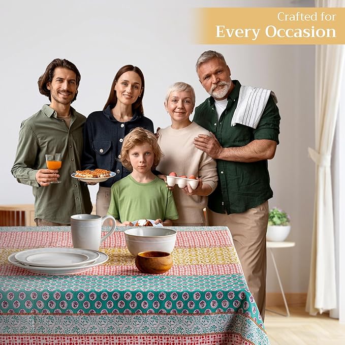 Maison d' Hermine Table Cloth Rectangle Table 100% Cotton 70 x 140 Inches Tablecloth Reusable Decorative for Dining Room Farmhouse Home Valentines Day Decorations Spring Summer - Provence