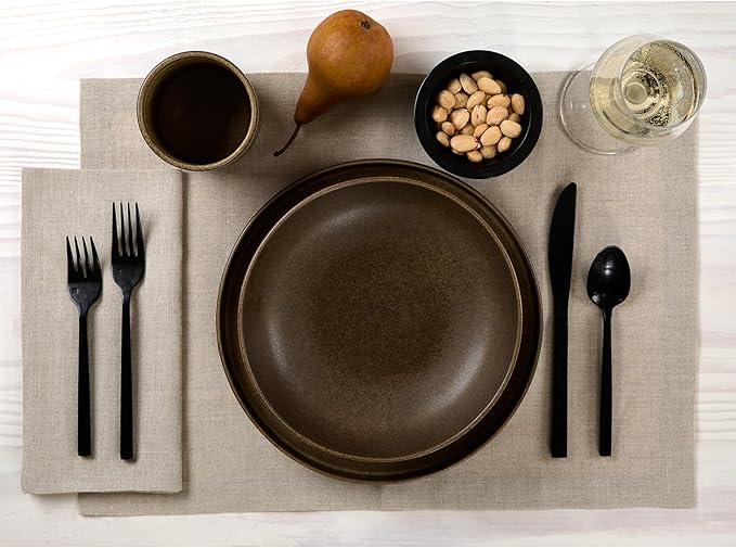 Solino Home Linen Natural Placemats Set of 4-100% Pure Linen Placemats 14 x 19 Inch for Spring, Easter - Fete