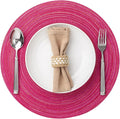 Round Placemats Set of 4 Woven Placemats Washable Braided Table Mats for Dining Table Heat Resistant Non-Slip Circle Place Mats(Pink)