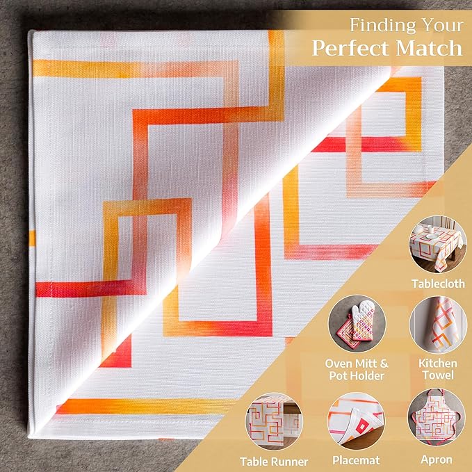 Maison d' Hermine Cloth Napkins Set of 4 100% Cotton Everyday Reusable Square Napkins Cloth Washable Dinner Party Wedding Restaurant Valentines Day Decorations Spring/Summer (Summer Maze, 20" x 20")