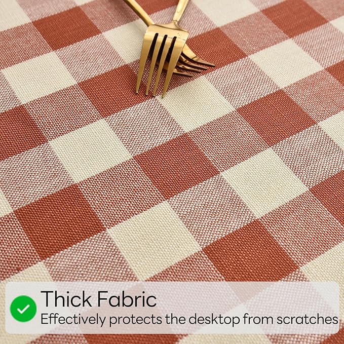 Gingham Table Cloth for Rectangle Tables Orange Checkered Plaid Tablecloth Heavy Duty Cotton Blend Washable & Wrinkle Table Cover for Outdoor Kitchen Dining Picnic Camping (52x120 Inch)