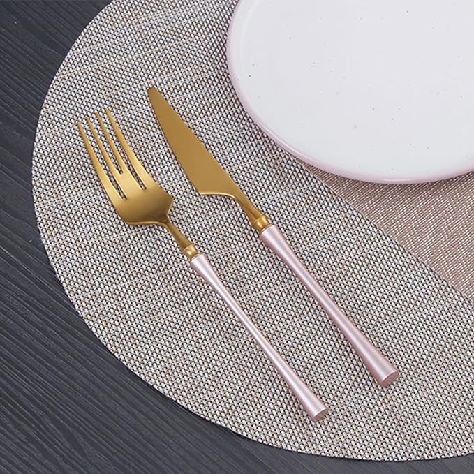 24 Piece Gold Silverware Set for 6 Durable 18/8 Stainless Steel Flatware Set Slim Waist Blue Handles Cutlery Set Include Spoons Knifes Forks Kitchen Wedding Restaurant ZILNEHZ