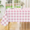 misaya Square Waterproof Vinyl Table Cloth, Buffalo Flannel Backed Tablecloth, Wipeable Plastic Table Cover for Valentine's Day, Dinner, Kitchen, Outdoor (54" x 54", Pink and White)