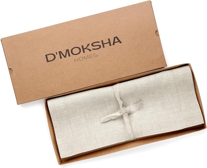 D'Moksha Homes Linen Placemats 14 x 19 Inch - Light Natural Placemats Set of 6-100% Pure Linen Table Place Mats for Valentines, Spring, Easter - Handcrafted and Machine Washable