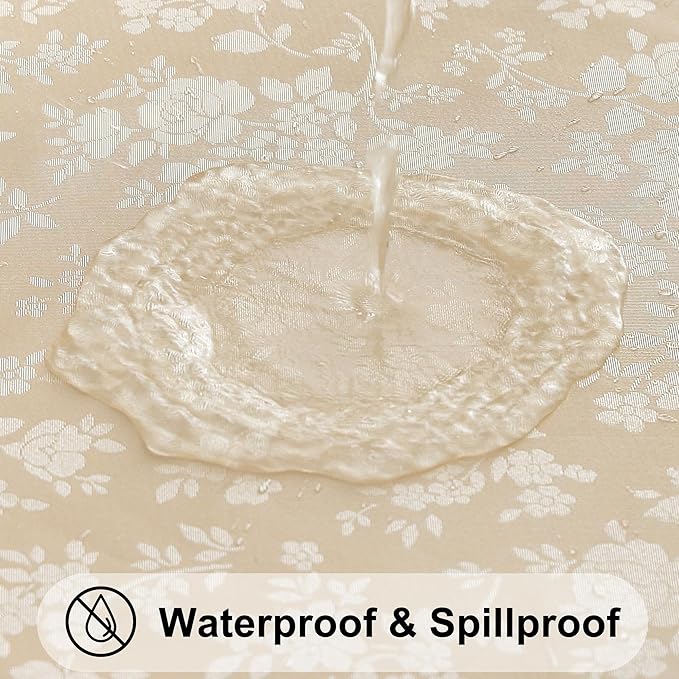 Smiry Rectangle Table Cloth, Waterproof Heavy Duty Vinyl Tablecloths, Wipeable Washable Table Cover for Kitchen and Dining Room (Beige, 60" X 126")