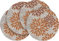 Artoid Mode Orange Dahlia Plastic Round Placemats Set of 4, 14 Inch Seasonal Wipeable Woven Vinyl Table Mats for Farmhouse Party Kitchen Dining Decor