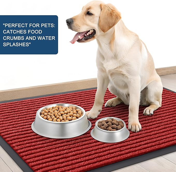OLANLY Front Door Mat Indoor Outdoor Entrance, Waterproof Heavy Duty Doormat, Fade Resistant, Low Profile, Easy Clean Patio Porch Welcome Floor Mats for Entry, 47x34, Red