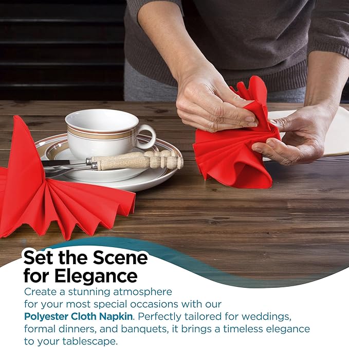 Polyester Cloth Napkins - Washable Soft Table Linens - Durable & Elegant for Dining, Restaurants, Weddings, Events, Rentals, Banquets, & Parties - Premium Quality Set of 250, Red, 20"x20"