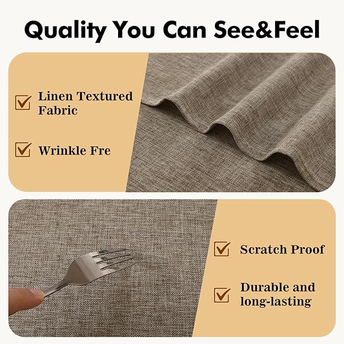 JIUZHEN Faux Linen Round Tablecloths 84 inch, Decorative Wrinkle Free Texture Rustic Circle Table Cloth Cover for Kitchen, Dining, Party, Wedding, Outdoor Use (84 Inch Round,Champagne)