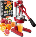Zulay Kitchen Cast Iron Juicer - Easy-to-Clean Heavy-Duty Manual Juicer, Professional Citrus Juicer - Stainless Steel Lemon Squeezer - Manual Citrus Press & Orange Squeezer - Orange Juicer - Deep Red