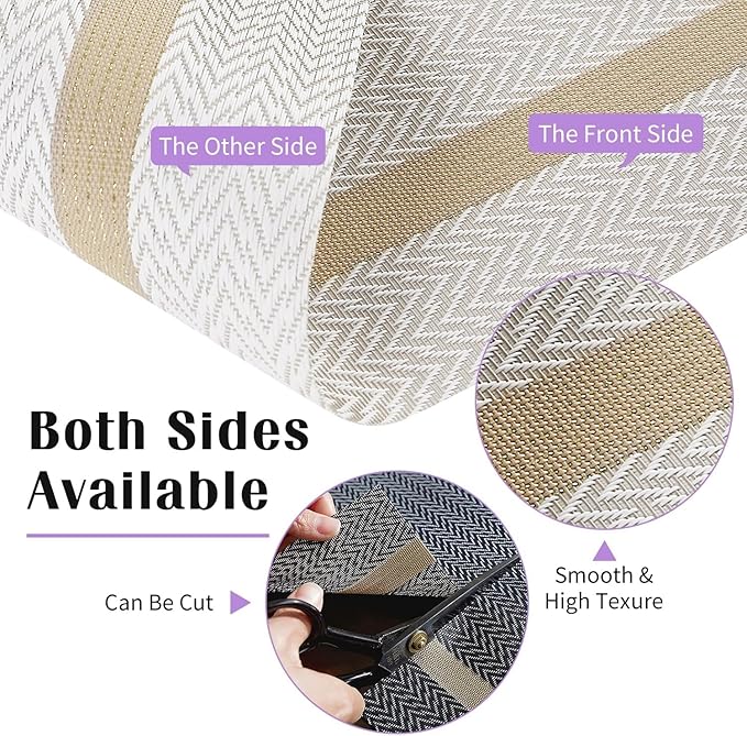 FAVE Placemats Set of 12 White Placemats Woven with Golden Thread Vinyl Place Mats Heat Resistant Table Mats Set of 12 for Wedding, Banquet, Birthday, Party, Restaurant(White, 12"x18"-12PCS)