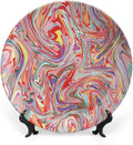 Ceramic Plates, Abstract Decorative Ceramic Plates, Mix of Colors Messy Dirty Look Artistic, 8 Inch, for Dining, Parties, Wedding, Multicolor