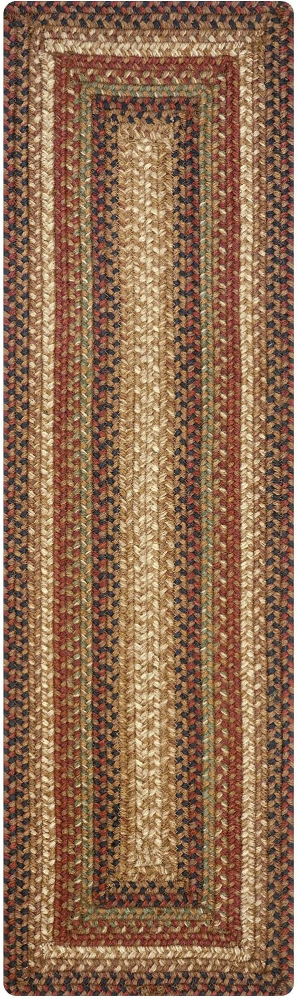 Homespice Gingerbread Jute Braided Long Table Runner, Warm Country Decor, Brown Rectangle 11x36 - Rich Colors, Easy to Clean, Durable and Protects Furniture