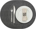 Myir JUN Round Placemats, Dual Sided Faux Leather Place Mats Set of 6 Indoor/Outdoor Non-Slip Washable Table Mats (Gray, Set of 6)