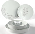 Trendables Disposable Dinnerware Decorative Plates Plastic Disposable Plates Set For 20 Guests 20 x 8 Inch Dessert Plate & 20 x 10 Inch Wedding Party Plate Set Dandelion Bloom