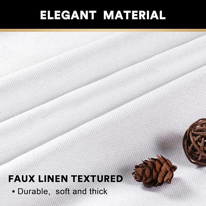 PrinceDeco 100% Blackout Linen Curtains for Bedroom Linen Blackout Curtains 84 Inches Sliding Door Curtain Thermal Drapes for Sliding Glass Door Room Divider Drapes,W100 X L84 Inch, Pure White