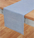 Solino Home Linen Table Runner 90 Inches Long - Athena, 100% Pure Linen Chambray Blue Table Runner 14 x 90 Inch for Dining, Winter, Spring, Easter