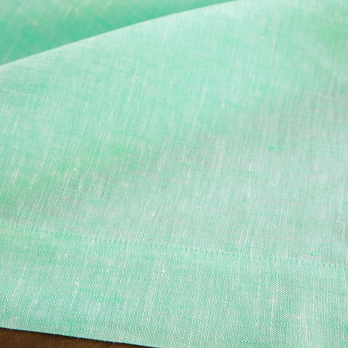 Solino Home Linen Cloth Placemats Set of 4-100% Pure Linen Chambray Aqua Placemats 14 x 19 Inch for Winter, Spring, Easter - Athena