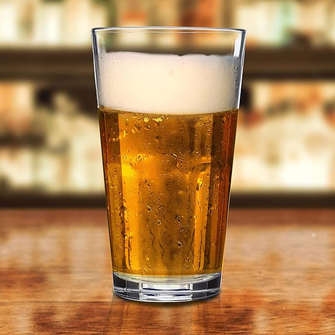 DISCOUNT PROMOS Beer Pint Glasses 16 oz. Set of 10, Bulk Pack - Heavy Duty Glassware for Restaurant, Thick Base and Walls, Stackable - Clear