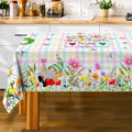 Spring Tablecloth Rectangle 60 x 84 With Gnome Flowers, Buffalo Check Plaid Kitchen Table Cover for Dining Room Indoor Decor