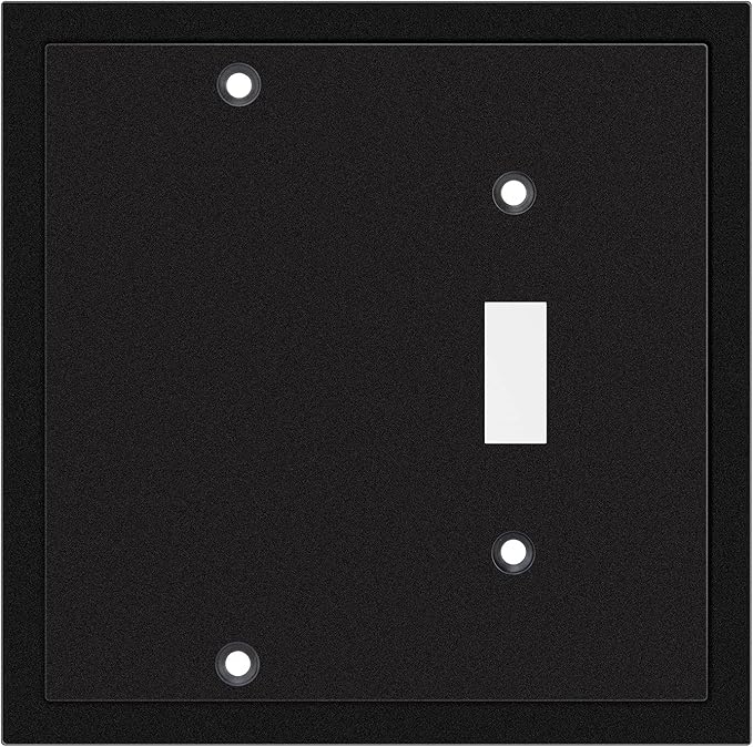 Henne Bery Modern Edge Decorative Wall Plate Switch Plate Outlet Cover, Durable Solid Zinc Alloy (Blank/Toggle, Matte Black)