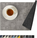 Romanstile Reversible Vinyl Placemats Set of 8, Faux Leather 100% Waterproof Oil-proof Wipeable Place Mats, Heat Resistant Dual Sided Table Mats for Kitchen/Dining/Party (Grey Light Grey, 12 x 17 Inch