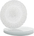 Vikko Salad Plate, Set of 6 Glass Plates, Dessert, Salad, Appetizer Plate, Elegant Textured Glass Design, Stackable 8.5 Inch Plates, Dishwasher Safe