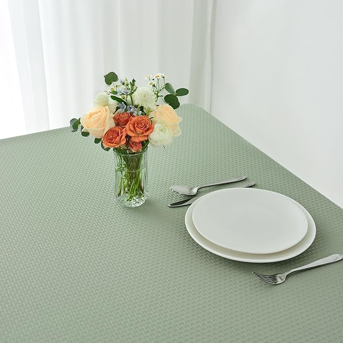 maxmill Weaved Texture Tablecloth Water Resistance Antiwrinkle Spillproof Soft Washable Table Cloth for Dining Room, Buffet Banquet Parties Holiday Dinner, Rectangular 60 x 108 Inch, Sage Green