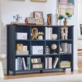 12 Cube Storage Organizer, Farmhouse 62 Inch Wide Navy Blue Display Bookshelf, Wooden 3 Tier Large Open Book Shelf, Vintage Bookcase for Home Office, Cubby Cabinet for Living Room, Bedroom