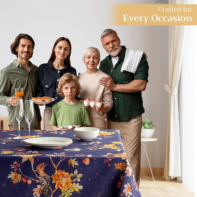 Maison d' Hermine Table Cloth Square Table 100% Cotton 60 x 60 Inches Fall Tablecloth Reusable Everyday Use for Thanksgiving Christmas Decorations Dining Farmhouse Party (Kelim - Infinity)