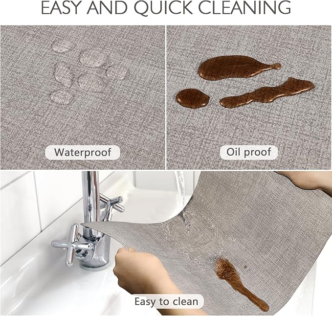 Faux Leather Placemats Set of 4 Washable PU Table mats for Kitchen Table - Heat Resistant, Waterproof, Easy Clean, Anti Slip 11.8" x 17" (Light Brown-4 Pack)