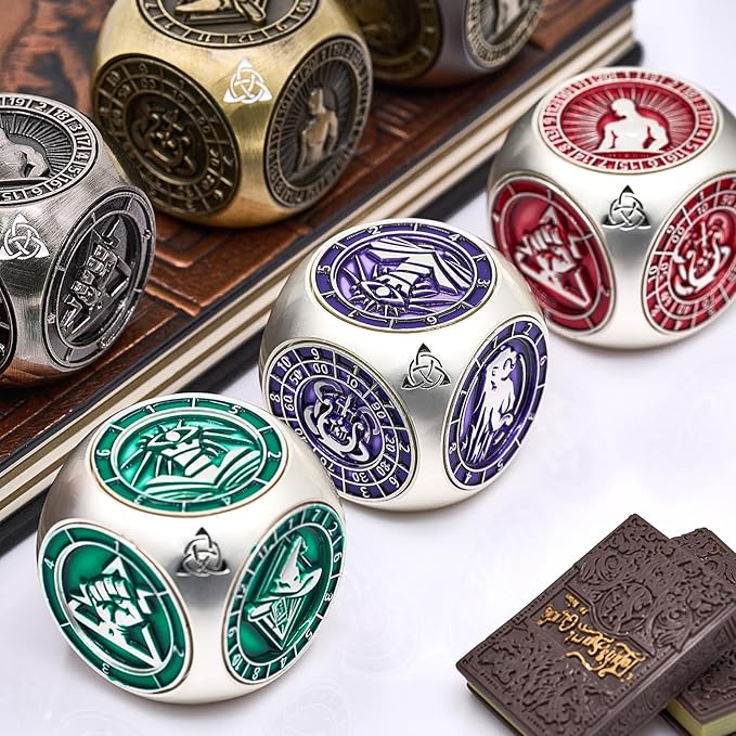 7-in-1 Spinner DND Dice Set,Metal Polyhedral Dice Set Gift for Dungeon Masters & Players (Matte Purple)