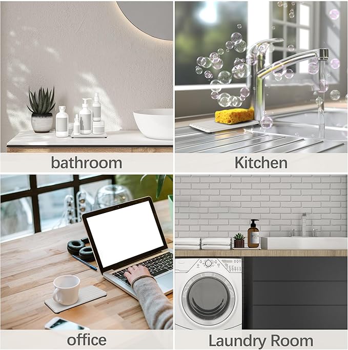 2 PCS Water Absorbent Diatomite Coasters (7.1" x 3.5"), Grooved Design, Water Absorbing Stone Used for Hand Soaps & Plants & toiletries in The Modern Home