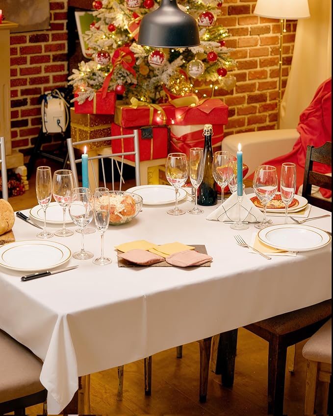 Quatish 120 Pcs Gold Rim Disposable Plastic Plates for Party,Wedding Plate Includes 60 Pes 10.25 Inch 60 Pes 7.5 Inch Heavy Duty Dinner & Dessert Plates, Perfect for Festivals,Picnics,in White