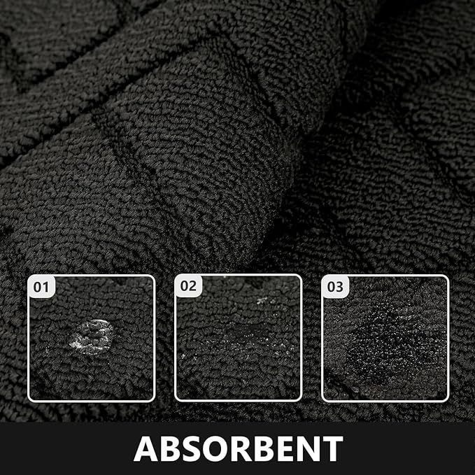 hicorfe Kitchen Rugs and Mats Sets,2 Pieces Super Absorbent Polypropylene Non-Slip Rug,Soft Comfort Floor Mat,Washable for Kitchen,Hallway,Office,Sink,Laundry(20" x 32"+20" x 48",Black)