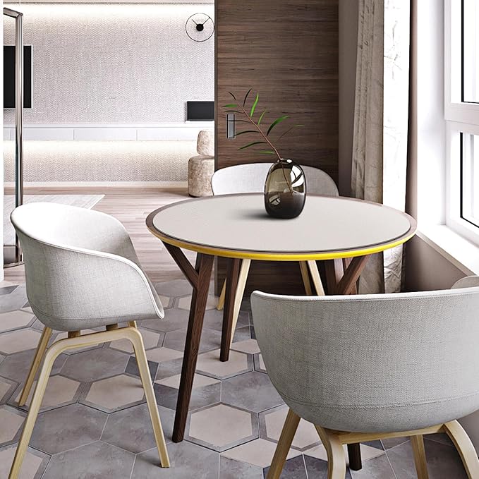 CENNBIE 30/24/20/18 Inches Round Table Mat - Cork Leather Placemats - Suitable as Side Dining Coffee Table Cover (Cream)
