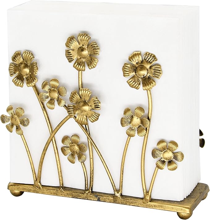 OwlGift Vintage Iron Art Napkin Holder For Table, Sunflower Farmhouse Tissue Holder, Cocktail Napkin Dispenser, Rustic Napkin Paper Rack For Home Kitchen Supplies – Bronze