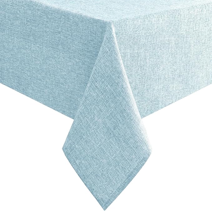 Hiasan Faux Linen Rectangle Tablecloth - Wrinkle and Stain Resistant Washable Table Cloth for Kitchen Dining Room Holiday Table Cover for Dinner, Lux Slate Blue, 70 x 108 Inch