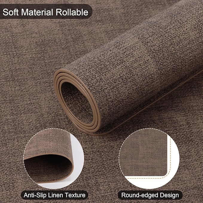 Faux Leather Placemats Set of 6, Heat Resistant Wipeable Washable Vinyl Place Mats, Waterproof Anti-Slip Dining Table Mats, Suitable for Indoor & Outdoor Use (Coffee)