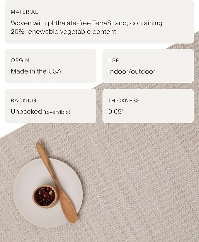 Chilewich Bamboo Placemats Set of 4 - Woven Rectangle Placemats - Reusable, Stain-Resistant, Indoor/Outdoor Tabletop Protection - 19" x 14" - Chino
